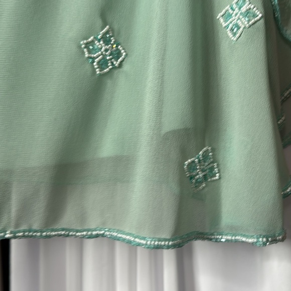 Midnight Velvet Green Beaded Blouse Women’s XL – - Picture 5 of 10